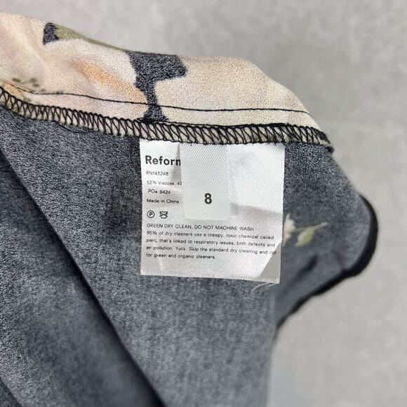 Reformation Black Floral Saldana Midi Sundress in Kiara Size 8 - Picture 10 of 11